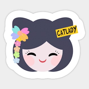 Kokeshi Catlady Sticker